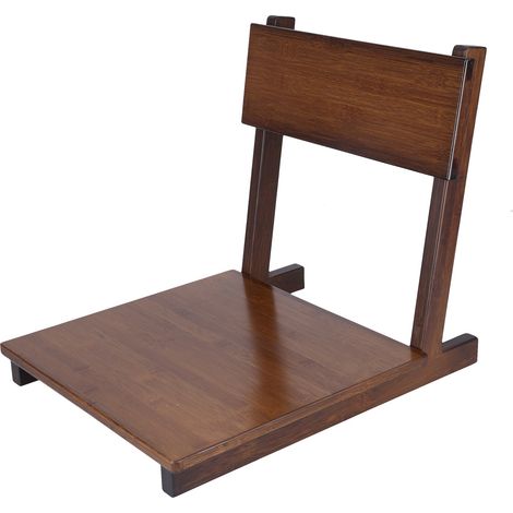 Chaise tatami japonaise ergonomique pour salon, balcon, fenêtre, dossier inclinable en bois massif, couleur noyer, pour lit ou sol, emballage renforcé avec mousse de protection. (1/5)