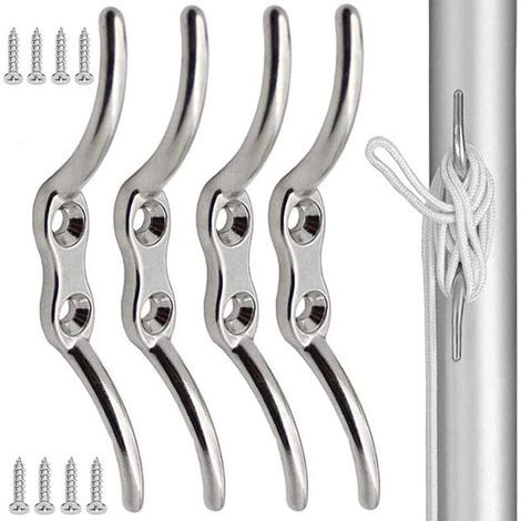 4 ganchos de acero inoxidable de 100 mm para sujetar cuerdas a mástiles, barcos, toldos, persianas, lonas, etc. (1/5)