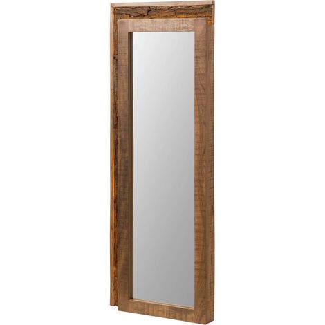 Specchio da parete in legno di Acacia 56x8x150 Laccato naturale BARK 122