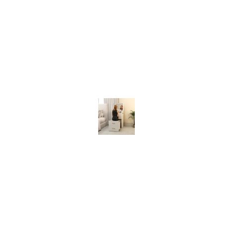 Table de maquillage 3 en 1 avec miroir, table de chevet, tabouret roulant et tiroirs, blanc (1/5)