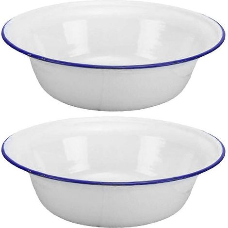 Lot de 2 bols en émail pour la maison, bols en émail vintage pour la cuisine.-20X20X5.9CM