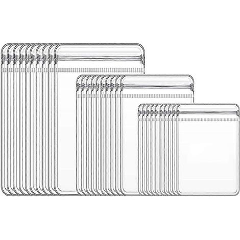 Lot de 60 pochettes transparentes de rangement pour bijoux (boucles d'oreilles, bagues, colliers) en 3 tailles, idéales pour les voyages. Protection anti-ternissement. (1/5)