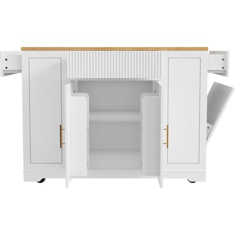 ELVMI Desserte de Cuisine avec 2 Portes, 3 Tiroirs et Compartiment à Déchets sur Roulettes pour Cuisine 120×50×92 cm (1/4)