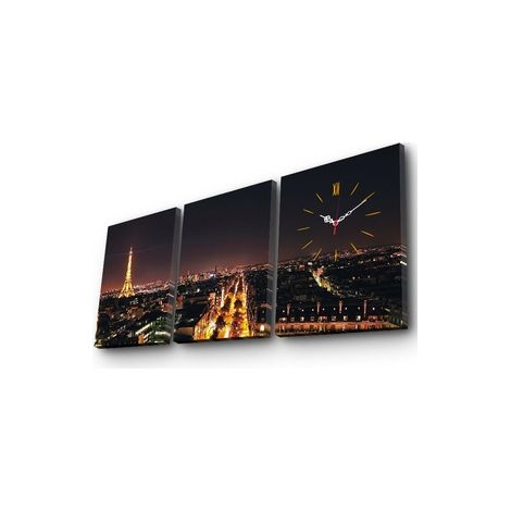 Reloj de pared de lienzo decorativo (3 piezas) con estilo de París