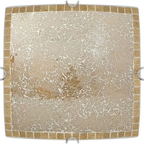 Plafoniera Quadrata Tenore 3xe27 Mosaico Ambra 10x40x40 Cm (1/2)