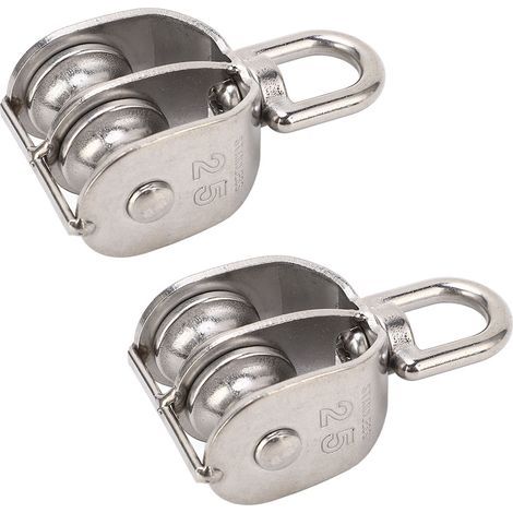 2 Stück Doppelrollen aus Edelstahl, M25-Block, 150 kg, Schwenkrolle (1/5)