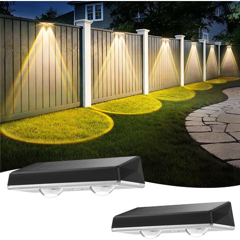 Applique Murale Extérieur Solaire Étanche IP67, 6 Unité Lumiere Solaire Exterieur Blanc avec 3 Modes Lampe Solaire Exterieur Puissante pour Cour, Jardin et Clôture (1/5)