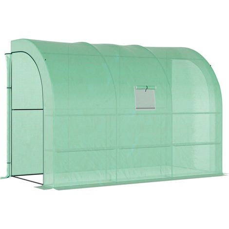 CHICFURN Serra da parete 300x150x213 cm in acciaio e plastica verde con ripiani per balcone (1/5)