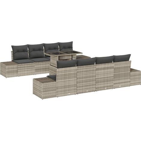 Maison Exclusive - Gartensofa-set mit Kissen 9 pcs Hellgrau und D