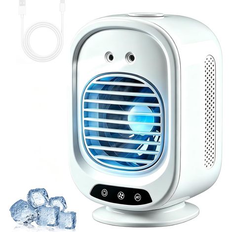 Refroidisseur d'Air Portable, Mini Ventilateur Mobile de Bureau avec 3 Vitesses, 2 Modes de Brumisation, Oscillation 150° (1/5)