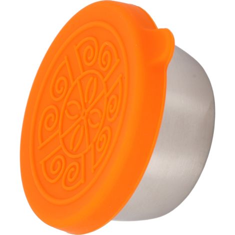 Récipients à condiments de 50 ml en acier inoxydable, petits pots à sauce portables et étanches avec couvercle, pour salons de beauté. Couvercle orange et pot en acier inoxydable 304. (1/5)