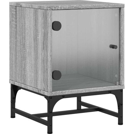 Maison Exclusive - Comodino con Anta in Vetro Grigio Sonoma 35x37x50 cm (1/5)
