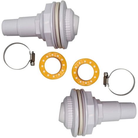 LAN 2 kits de jets de lavage à contre-courant - Complets avec raccords, assemblage de globe oculaire, colliers, rondelles et ruban fileté PTFE - Pour piscines FibroPool et piscines hors-sol (1/5)