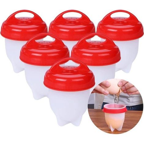 6 Piezas de Molde de Silicona para Huevos Escalfados, Antiadherente, Cocedor Rápido de Huevos en Silicona sin Cáscara, Libre de BPA (1/5)