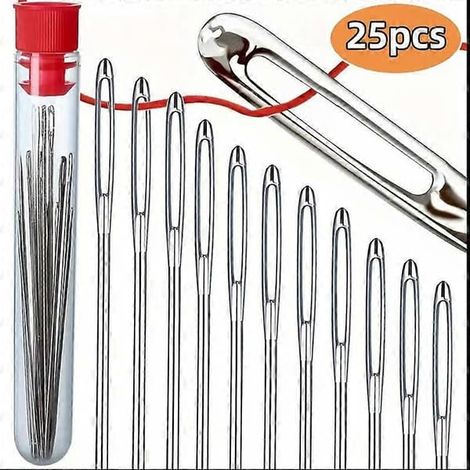 Ecleanfy - Ensemble de 25 aiguilles à coudre robustes pour la réparation de tissus d'ameublement, cuir, tapis et toiles