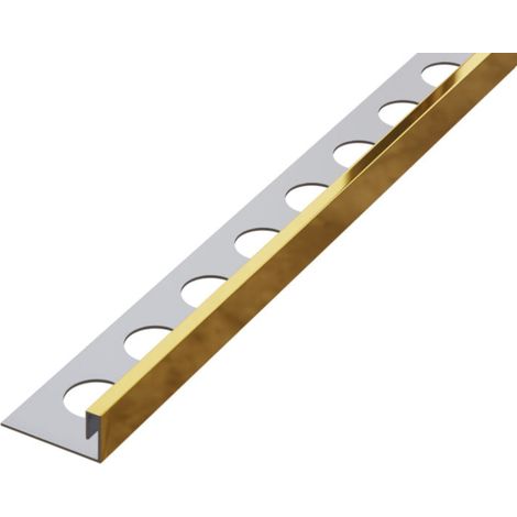 Rektifiziertes Eckprofil Js aus Edelstahl für Fliesen 1cm x 270cm - Glänzendes Gold