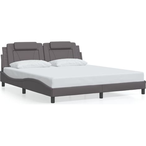 Lit double，Lit adulte，Cadre de lit Viana sans matelas gris 180x200 cm similicuir CFW2308413 (1/5)