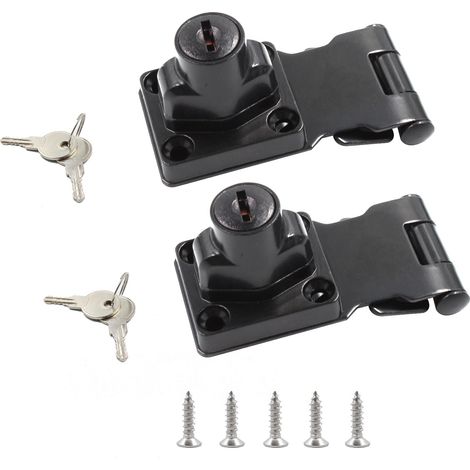 Serrure À Rotation 90° - Plaque Identité Intégrée - Pour Tiroirs Armoires Boîtes À Outils - Lot De 2 Avec Clés Et Vis