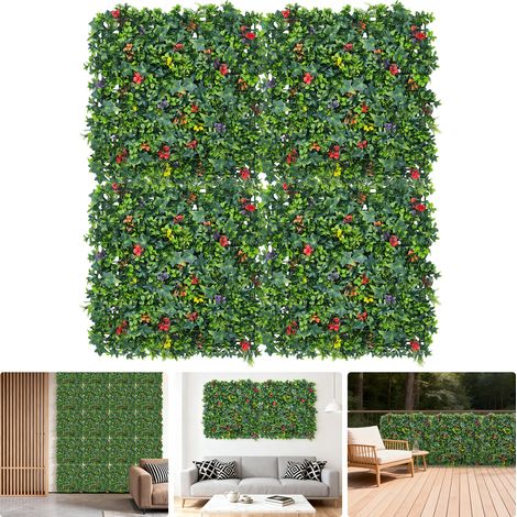Écran d'intimité jardin en mousse artificielle – Treillis feuillage vert décoratif peinture murale – Idéal pour intérieur et extensionérieur – Installation facile – Lot de 4, 50x50CM (1/5)