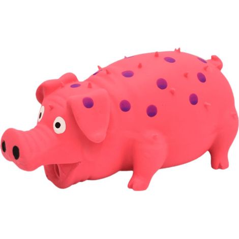 Jouet à mâcher durable et silencieux pour chiens, adapté aux animaux de compagnie d'intérieur, jouet à mâcher interactif en forme de cochon, aide à nettoyer les dents des chiots, rouge. (1/5)
