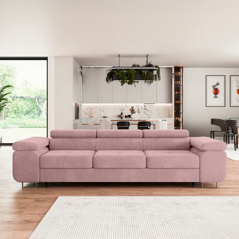 Canapé convertible 3 places Wilson velours Rose (1/4)