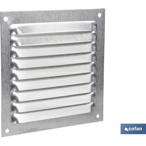 Grille de ventilation en aluminium 10 x 10 cm, 0,6 mm d'épaisseur, couleur naturelle.