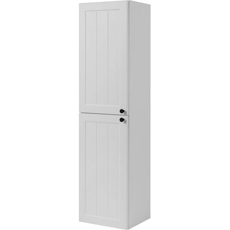 Mobiletto da bagno in stile classico, bianco, 35 x 136 x 27 cm, maniglia nera (1/5)