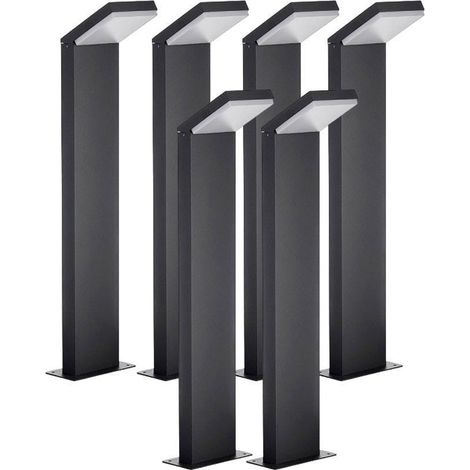 Arum Lighting – Lot de 6 bornes LED extérieure 12W – Équivalent 120W – 1320 lumens – IP44 – Fonte d'aluminium gris anthracite – Design moderne