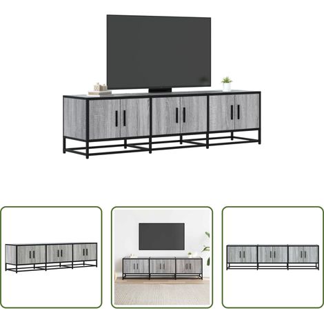 Rangement salon - Meuble TV sonoma gris 150x35x41 cm bois d'ingénierie et métal (1/5)