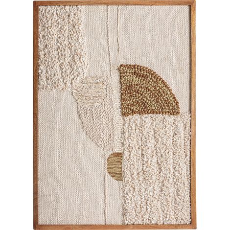 Tableau contemporain en coton tons neutres finition translucide - Tons naturels beige et bois clair (1/5)