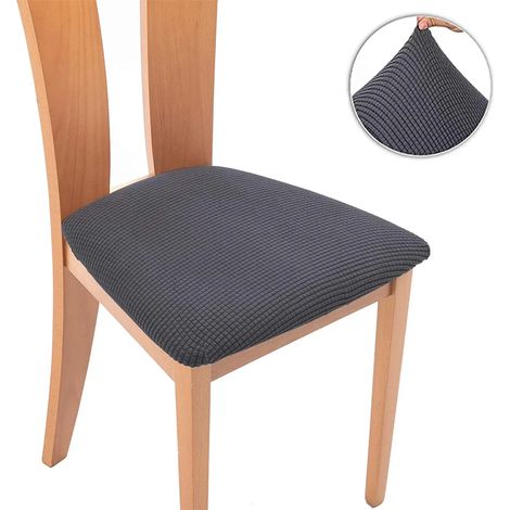 Fundas para sillas de comedor, juego de 6, gris, fundas de silla de jacquard elástico (1/5)