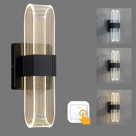 Applique murale LED 12 W, applique murale intérieure moderne en aluminium, lampe de chevet à intensité variable – Noir (1/5)