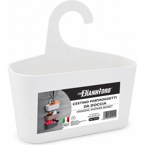 Cestino Portaoggetti Doccia DH Gancio Duroplast Bianco 26x9x26,5 cm (1/3)