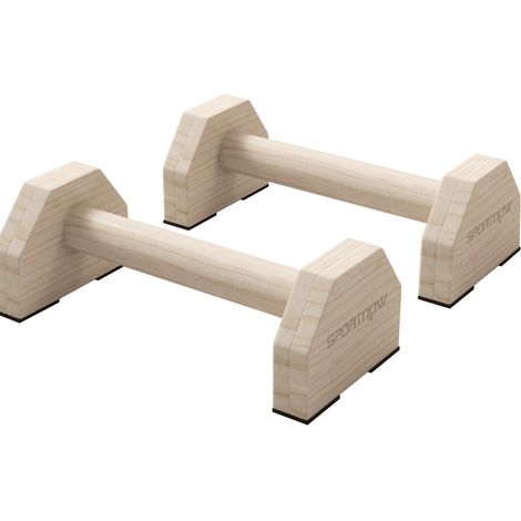 Barres de pompes en hêtre massif antidérapantes, 30x13x10 cm, capacité 120 kg, lot de 2, couleur naturelle (1/5)