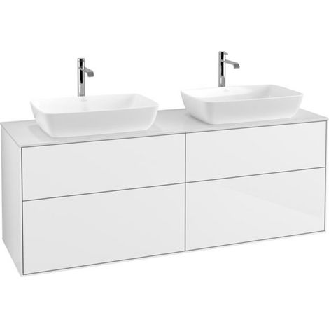 V&B Waschtischunterschrank Wandbeleuchtung Finion 160x60cm, Abd.-Pl. wh. m, glo wh. Lac (1/2)