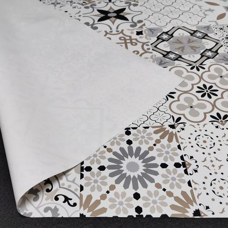 Nappe Toile cirée PVC sur Mesure, Tailles et Motifs au Choix, toile cirée pour Tables intérieures et extérieures - 140 x 100cm - Taormina Gris.