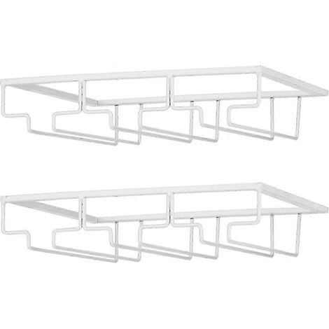 Weinglasregal – Unterbau-Weinglashalter, Stielglasaufbewahrung, Metall-Organizer für Bar und Küche, Schwarz Weiß 3 Reihen, 2 Pakete (1/4)
