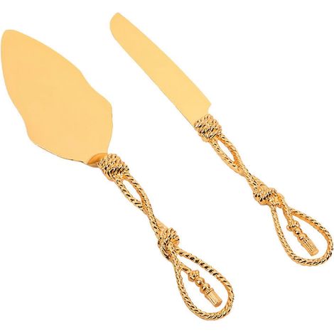2 couteaux à gâteau faciles à nettoyer, poignée confortable, en alliage de zinc, ensemble pour gâteaux de mariage et desserts, idéal pour les fêtes. (1/3)
