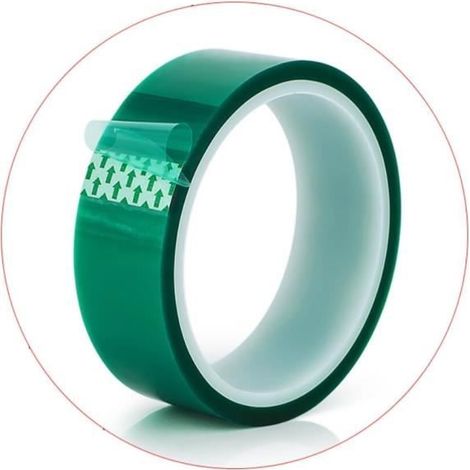 Ruban adhésif de 20 mm de large, résistant à la chaleur, 33 m, vert, PET, revêtement isolant pour soudage de circuits imprimés, protection contre la chaleur (1/2)