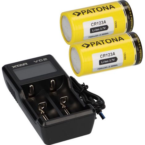 Set 2x CR123A + Xtar VC2 2-Schacht Lithium Ladegerät (1/5)