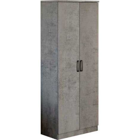 Armadio scarpiera multiuso grigio cemento due ante 6 ripiani h.182x71x38 cm (1/2)