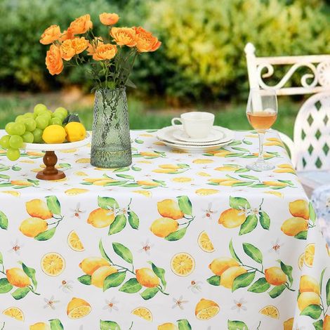 Nappe cirée 100x140 cm Citron Méditerranéen Imperméable Intérieur & Extérieur