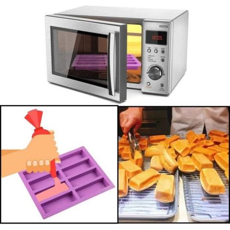 Moulle Barre Silicone, 2 pièces Moule Rectabgulaireen Silicone, Moule Gateau Silicone Patisserie Congelateur, 26,7 x 21,1 cm, (1/4)