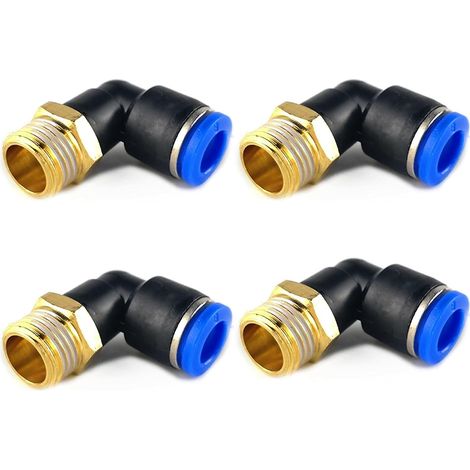 Pneumatic 90 Degree Elbow Fitting 6mm 1/8" Air Coupling Straight Male Push to Connect Hose Insert Hose Quick Coupling 4 Pack (1/5)
