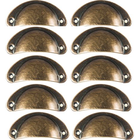 Maniglie per Mobili Vintage Pomelli per Mobili di Metallo Manici a Conchiglia Bronzo 10 Pezzi Manopole del Cassetto