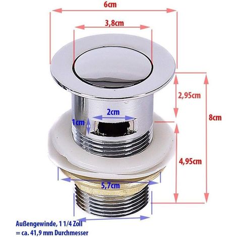 Vanne de Vidange Sortie Écoulement Pousser vers le Haut, Pop Up pour Lavabo Écoulement, (Push) - Push4 (1/3)
