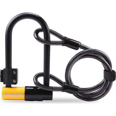 Antivol en U pour vélo avec câble, support de 14 mm et câble de 10 mm x 1,2 m avec support de fixation, pour vélo de route (1/5)