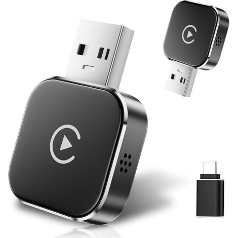 2026 Adaptateur sans Fil Carplay & Android Auto 2-en-1, Adaptateur Android Auto WiFi 2,4+5,0 GHz,Connexion Bluetooth 5.0 Stable, USB C/A, Compatible avec i-Phone i-OS 10+ Et Android 11+ (Style b)