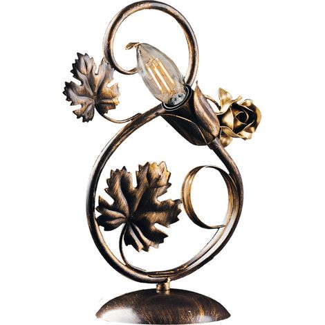 Lumetto rosoni in ferro Marrone con decorazioni Oro una luce 21x h30 cm (1/3)