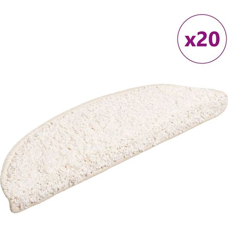 Tapis d'escalier 20 pièces-Moquette d'escalier-Tapis de marches 56 x 17 x 3 cm Blanc Demi-rond 450772 (1/5)